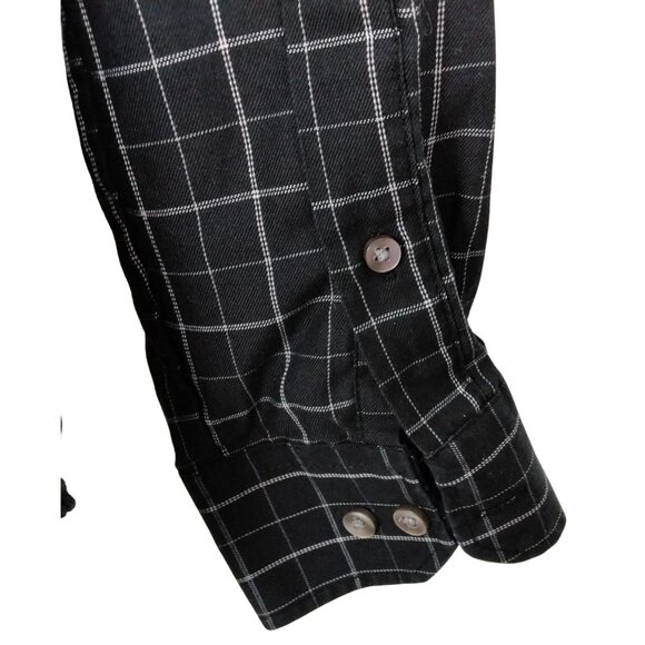 Van Heusen Mens Black & White Windowpane Check Button-Up Shirt Size S/P 14-14.5 - Picture 6 of 9